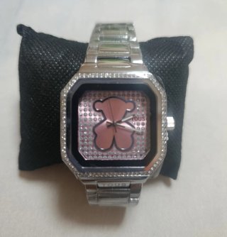 Reloj Plateado con Esfera Rosa