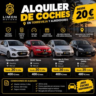 Alquiler de coches en Torrevieja desde 20 €/día