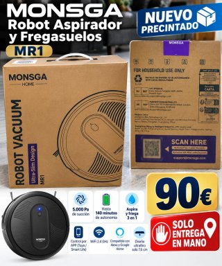 Robot Aspirador y Fregasuelos MONSGA MR1 5000 Pa