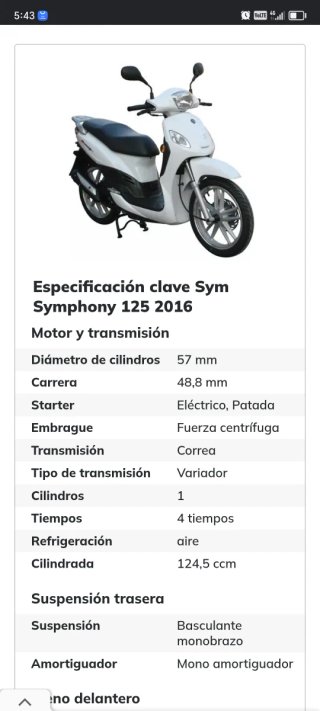 Bobina de Encendido Sym Symphony 125cc (2016)