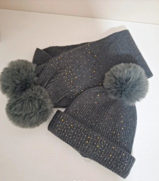Set de Gorro y Bufanda Zara Gris