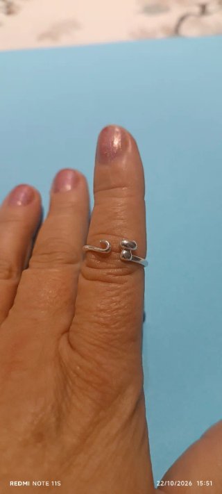 Anillo de plata de ley,ajustable, color Plateado