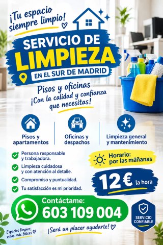 ¡SERVICIO DE LIMPIEZA EN EL SUR DE MADRID!