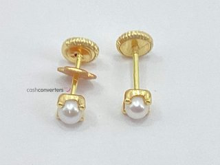 pendientes oro 18k con piedra con perla
