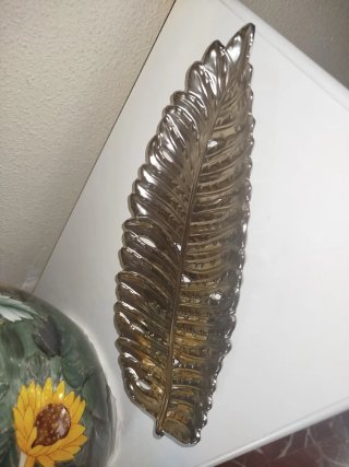 Centro de mesa hoja plateada 35 cm