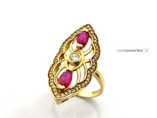 sortija oro 18k con piedra con circonita,rubi