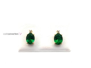 pendientes oro 18k con piedra con circonita