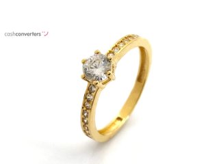 sortija oro 18k con piedra con circonita