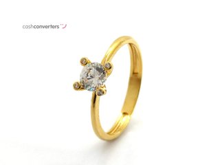 sortija oro 18k con piedra con circonita