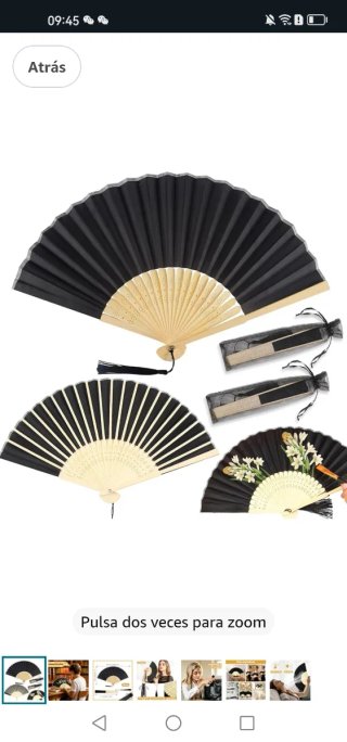 Set de 2 Abanicos Plegables Negros