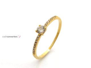 anillo oro 18k con piedra con circonita