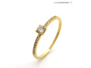 anillo oro 18k con piedra con circonita t. 17 (18,16 mm)