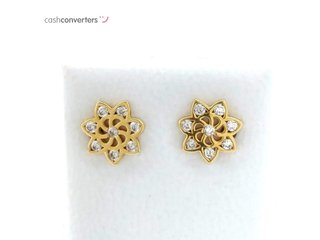 pendientes oro 18k con piedra con circonita