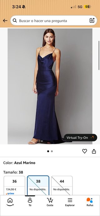 Vestido Largo Azul Marino Talla M