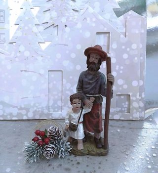 Figura Pastor con Niño para Belén 11 cm