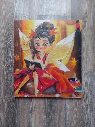 Disegno originale fata che legge