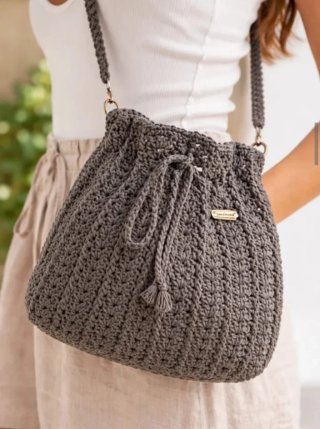 Bolso de Crochet Gris