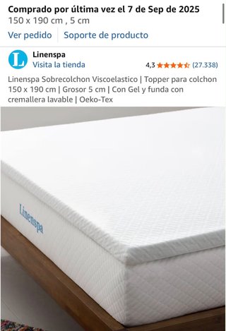 Sobrecolchón Viscoelástico Linenspa 150x190cm
