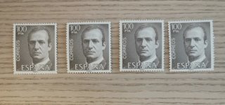 4 Sellos de 100 Ptas. Juan Carlos I