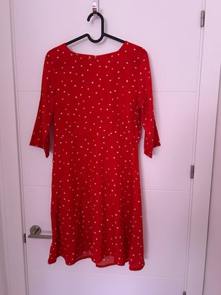 Vestido Rojo con Estampado de Corazones