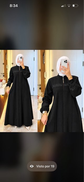 Abaya Negra con Detalles Bordados