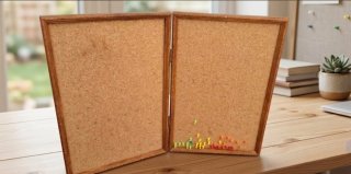 Tablón de Corcho Plegable con Marco de Madera