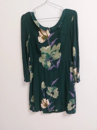 Vestido Manga Larga Verde Estampado Indi and Cold