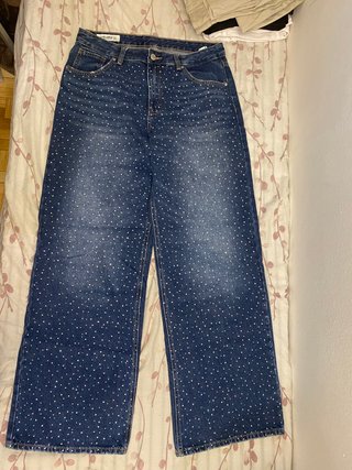 Pantalón Vaquero Azul con Brillos
