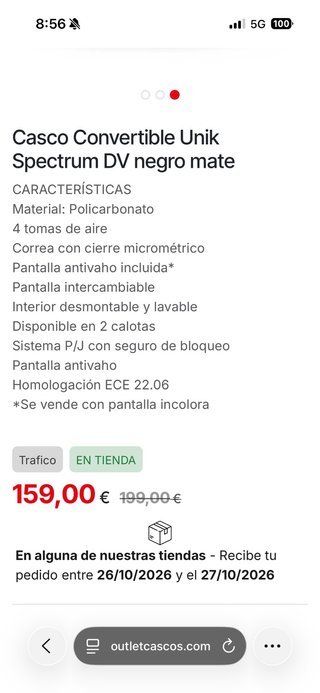 Casco Modular Unik Spectrum DV Negro. TALLA M