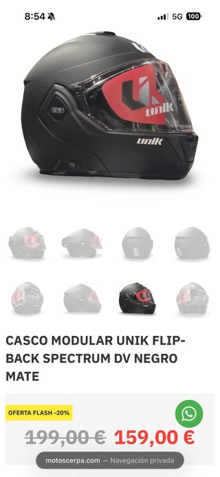 Casco Modular Unik Spectrum DV Negro. TALLA M