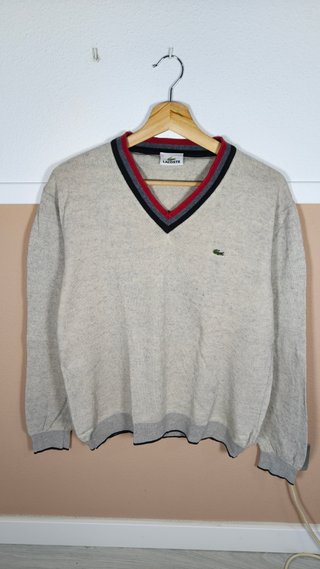 Jersey Lacoste Beige con Cuello en V