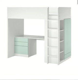Cama Alta con Escritorio IKEA Smastad