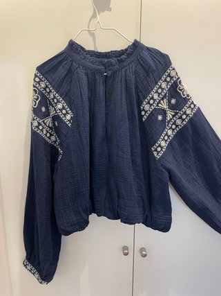Blusa Zara Boho Azul Oscuro