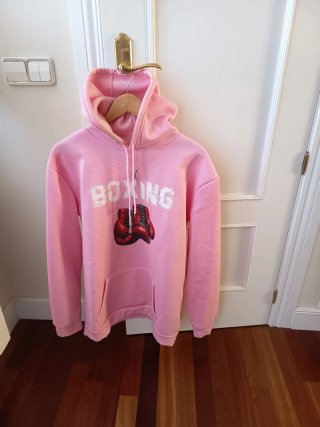Sudadera Rosa con Estampado Boxing Talla XL