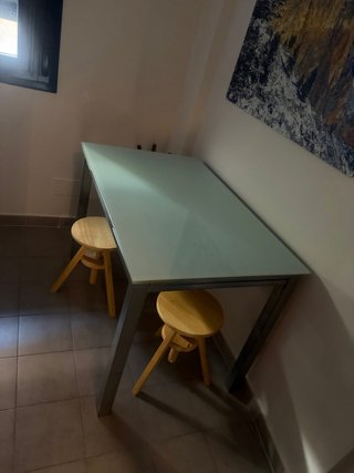 Mesa extensible comedor o cocina de cristal