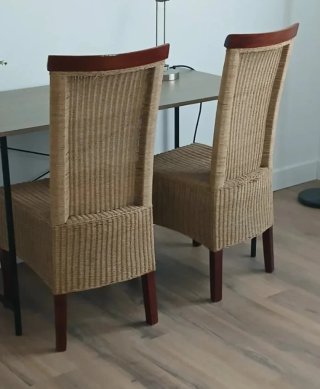 Set de 2 Sillas de Mimbre y Madera