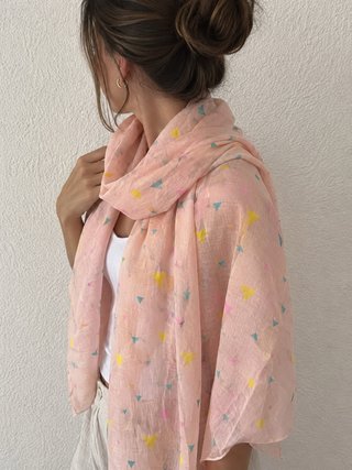 Fular Rosa con Estampado Geométrico