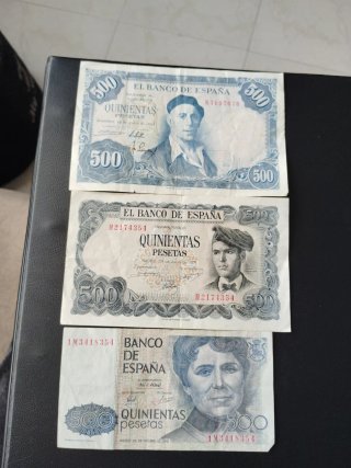 3 Billetes de 500 Pesetas