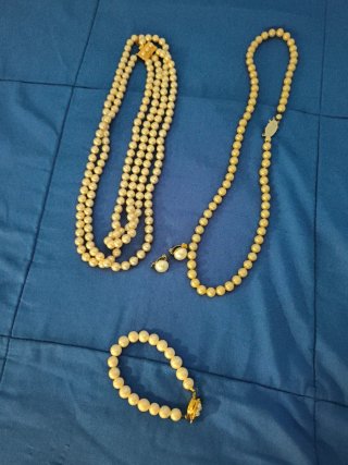 Set de Collares, Pendientes y Pulsera de Perlas