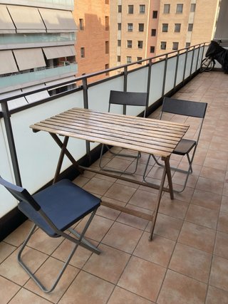 Conjunto de Mesa y 3 Sillas de Terraza