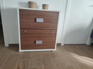 Zapatero de Madera Blanco y Marrón