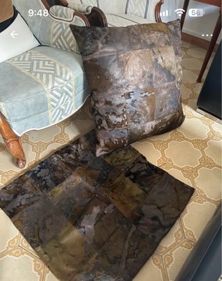 2 Cojines de Piel Patchwork