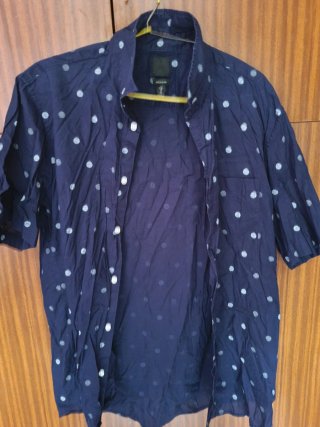 Camisa Manga Corta Azul con Lunares