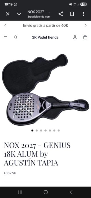 Pala Padel NOX Genius 18K Alum Agustín Tapia