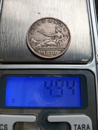 Moneda 1 Peseta 1870 de Plata