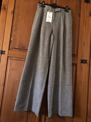 Pantalón Ancho Zara Gris Talla S