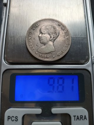 Moneda 2 Pesetas 1892 Alfonso XIII