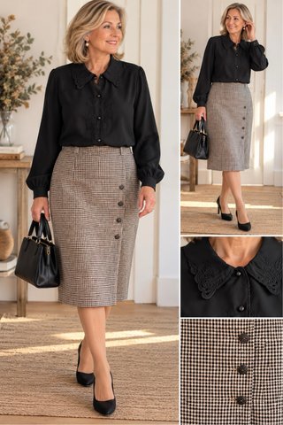 Conjunto Elegante de Blusa y Falda