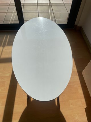 Mesa de centro ovalada blanca