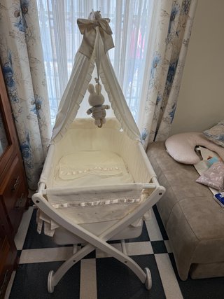 Minicuna de Bebé con Dosel y Ruedas